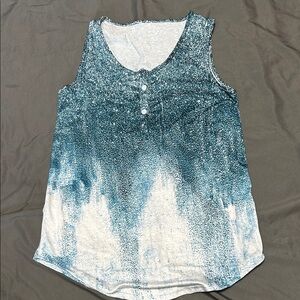 Teal and White Women's Tank Top